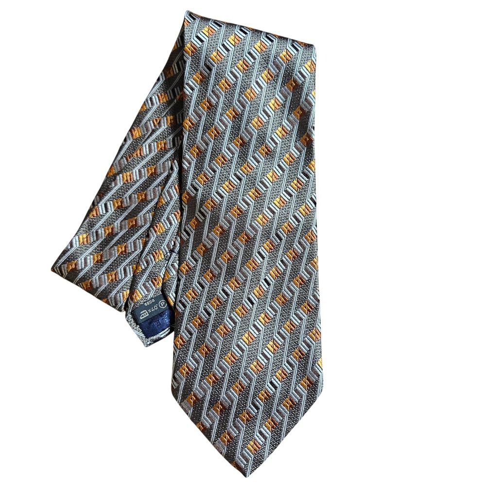 Vintage Ermenegildo Zegna Mens Silk Jacquard Tie Necktie Old Money Quiet Luxury